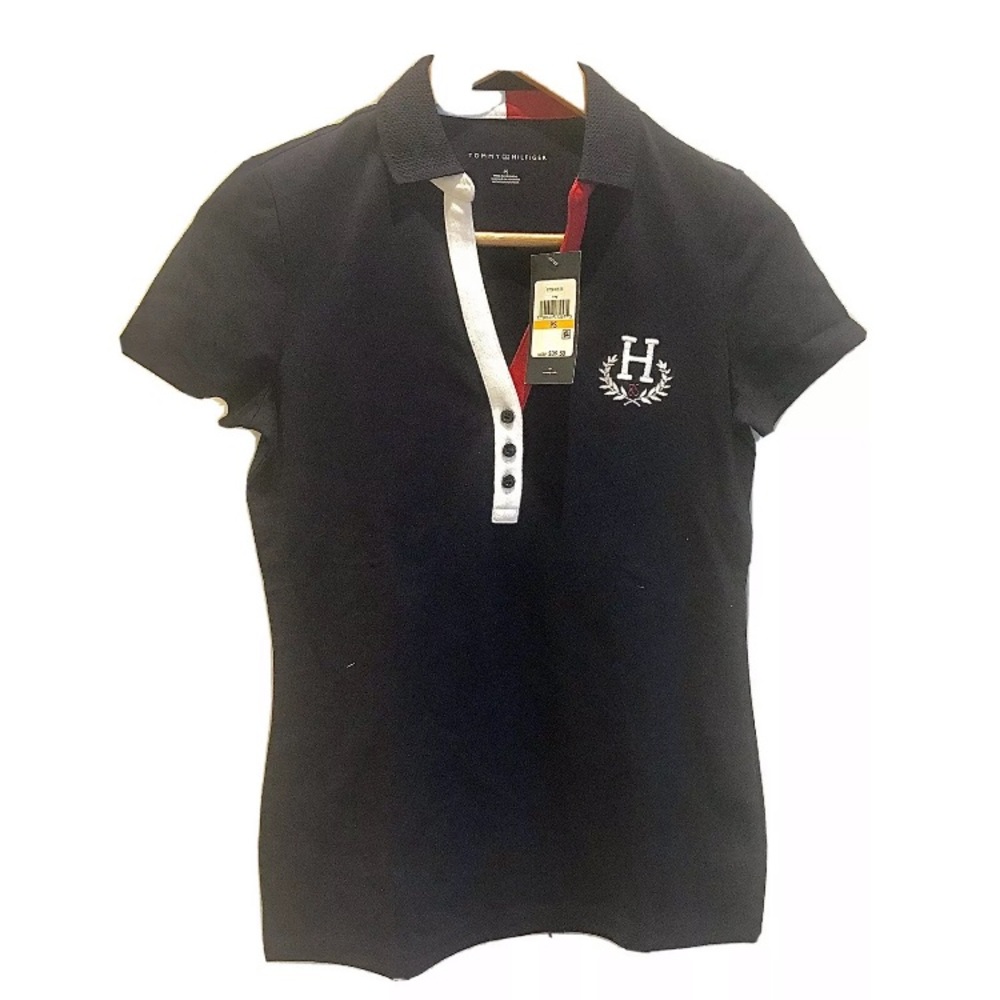 NWT Tommy Hilfiger Runway v neck Polo T Blue S
